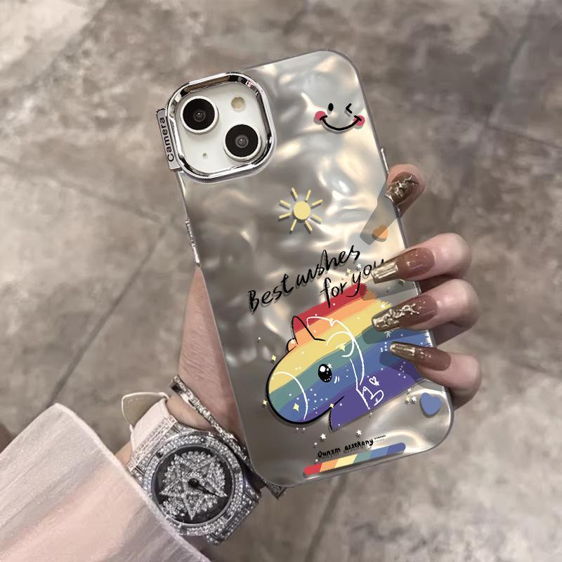 Water Ripples Rainbow Is Suitable for Apple 16promax Mobile Phone Case IPhone 15 All Inclusive 14/13 Couples 12/11