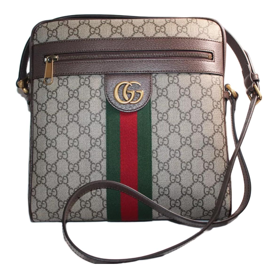 GUCCI Ophidia Leather Paneled Canvas Shoulder