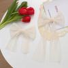 Women White Simple Hairpin Chiffon Mesh Big Bowknot Ribbon Hairband Clip Lady Girls Spring Clip