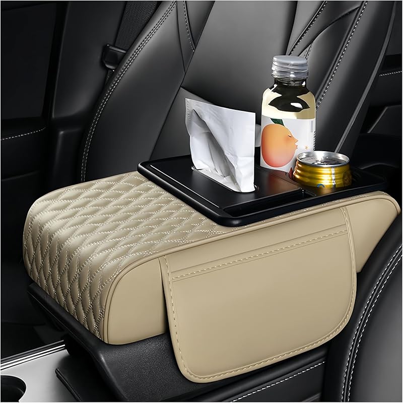 Накладка на центральную консоль для автомобиля, Противоскользящая накладка на подлокотник с сумкой для хранения и подстаканником, Прочные чехлы на автомобильную консоль, Накладка на среднюю консоль, Накладка на консоль
