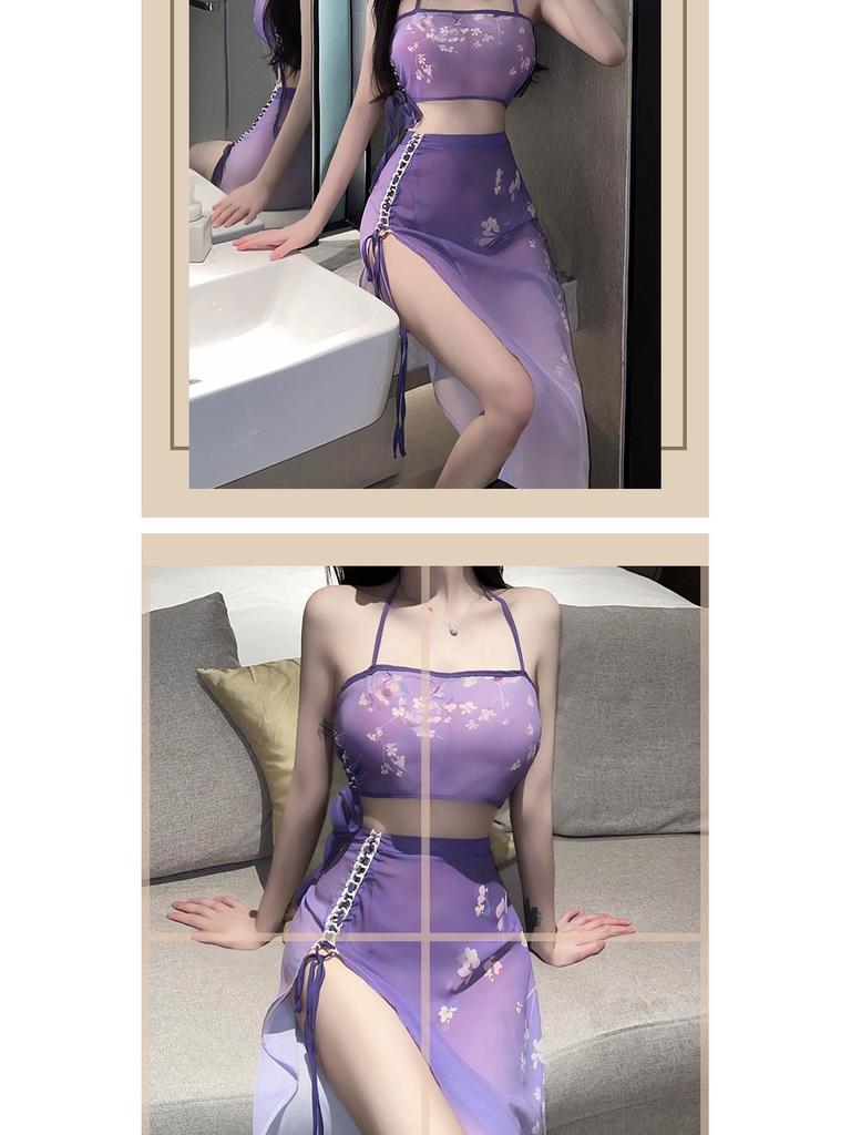 Retro Erotic Hanfu-Style See-Through Lingerie Dress