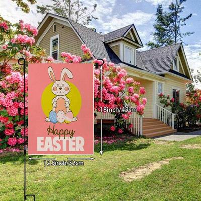 Double Side Happy Easter Small Garden Flag Vertical 12.5x18 Inch Spring Banner Rustic Party Festival