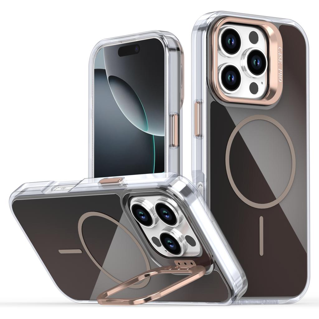 Für iPhone 16 Pro Hülle Kompatibel mit MagSafe TPU+Acryl Farbverlauf Handyhülle mit Ständer