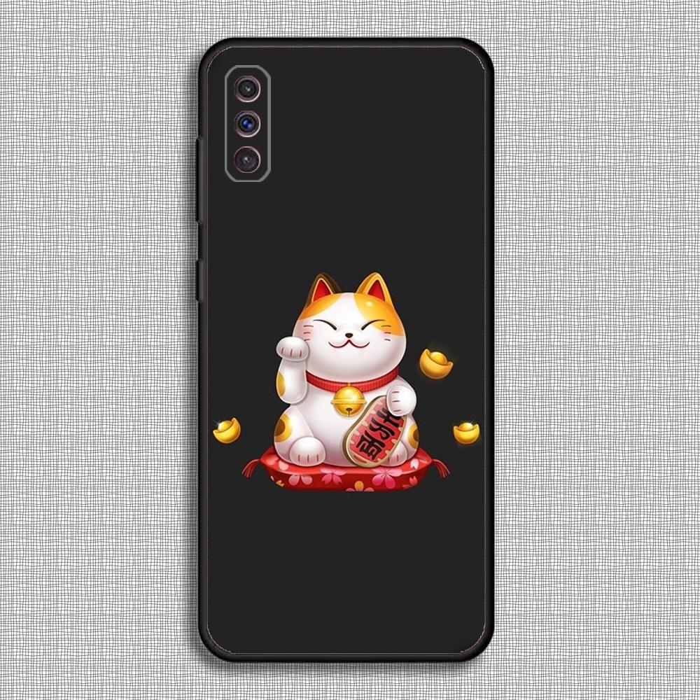 

Maneki Neko Lucky Money Cat Phone Case For Samsung S23,23,22,30,21,10,9,Note20 Ultra,Lite,Ultra,5G,Plus,FE,Black Soft Case Samsung S225G