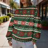 Women's Christmas Print Crewneck Sweatshirt, Lightweight Casual Trendy Pullover for Holiday Wear