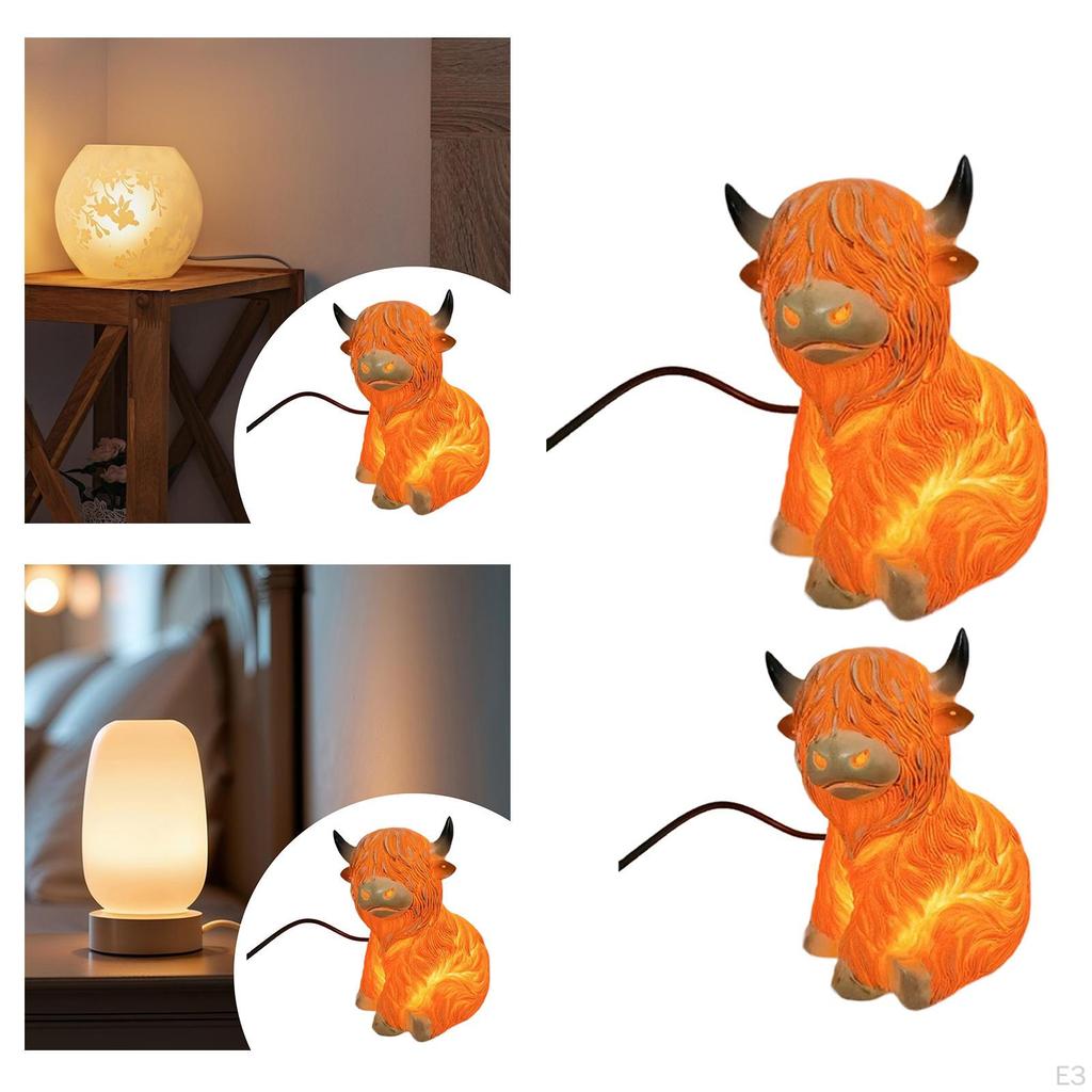 Cattle Lamp 3D Cow Night Lighting Accent Light Animal Table for NightStand Farmhouse