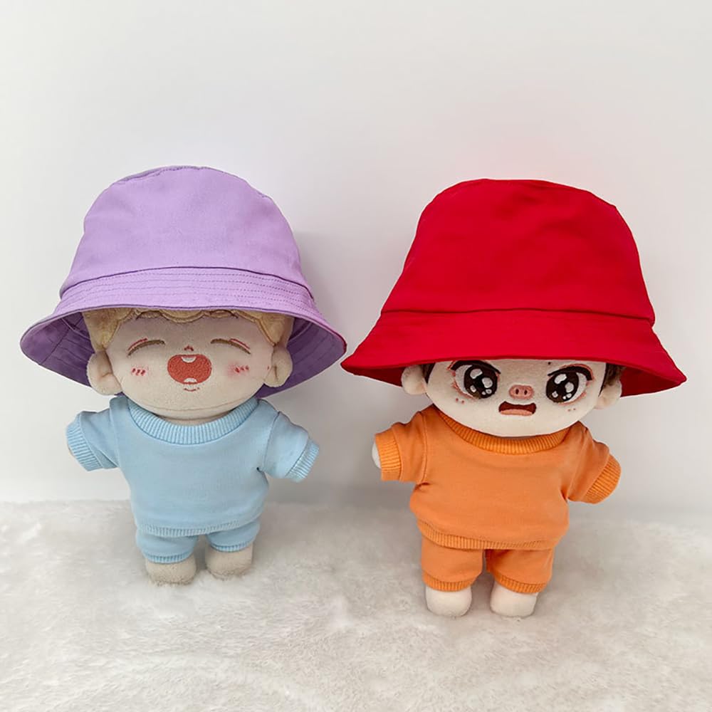 Niannyyhouse 10cm, 15cm, 20cm Plush Clothes, Plain Hat, Fisherman's Hat, Dress-Up Cotton Doll, Accessories (A2, 15cm)