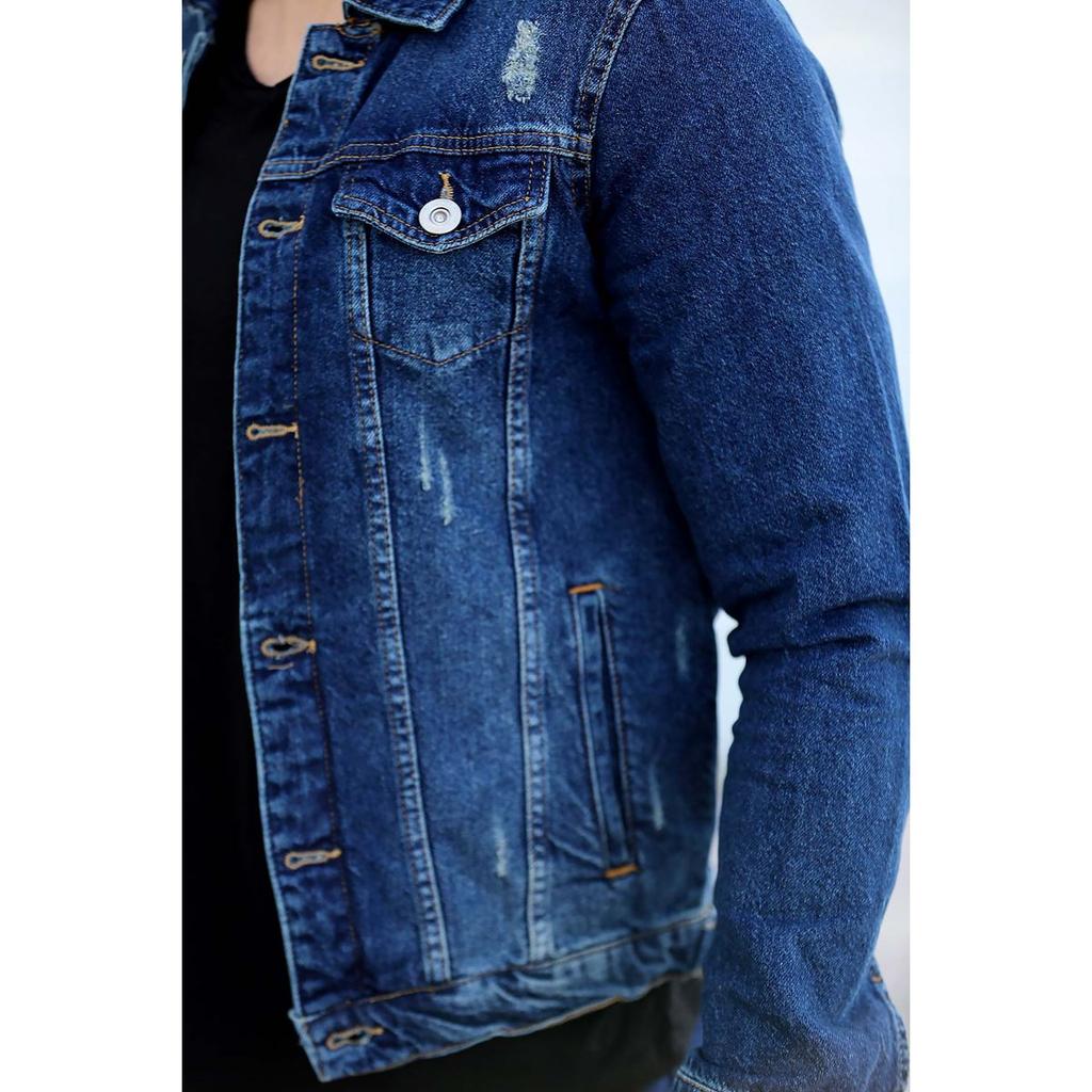 Giacca di jeans da uomo blu navy strappata acquista in modo economico —  spedizione gratuita, recensioni reali con foto — Joom
