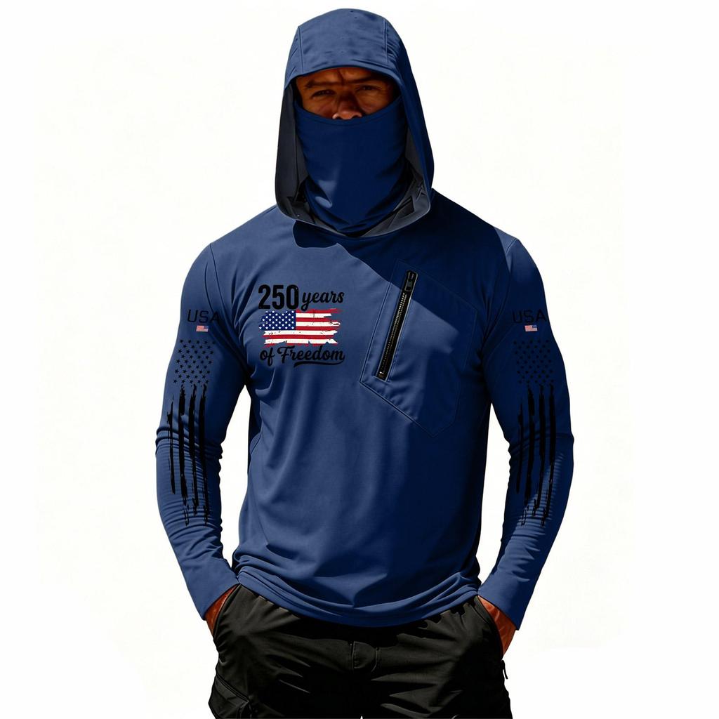 Camiseta Casual con Capucha de Manga Larga para Hombre con Protección Solar