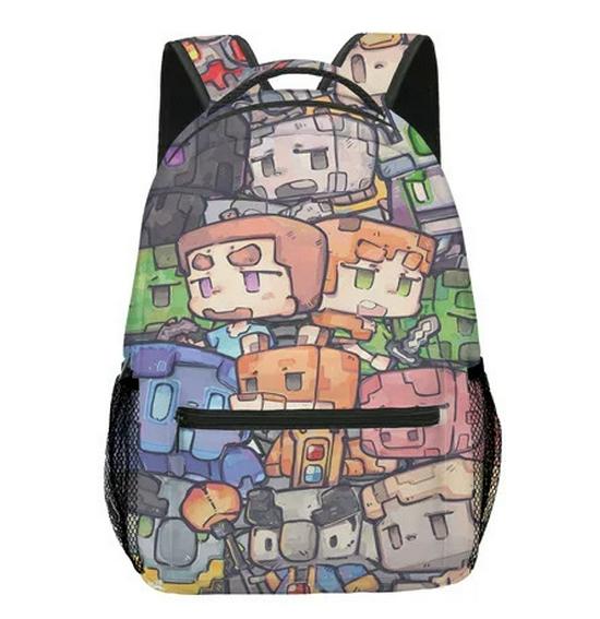 Popular Minecraft Print Lightweight Backpack: Durable, Breathable, Large Capacity, Casual Double Shoulder Bag.