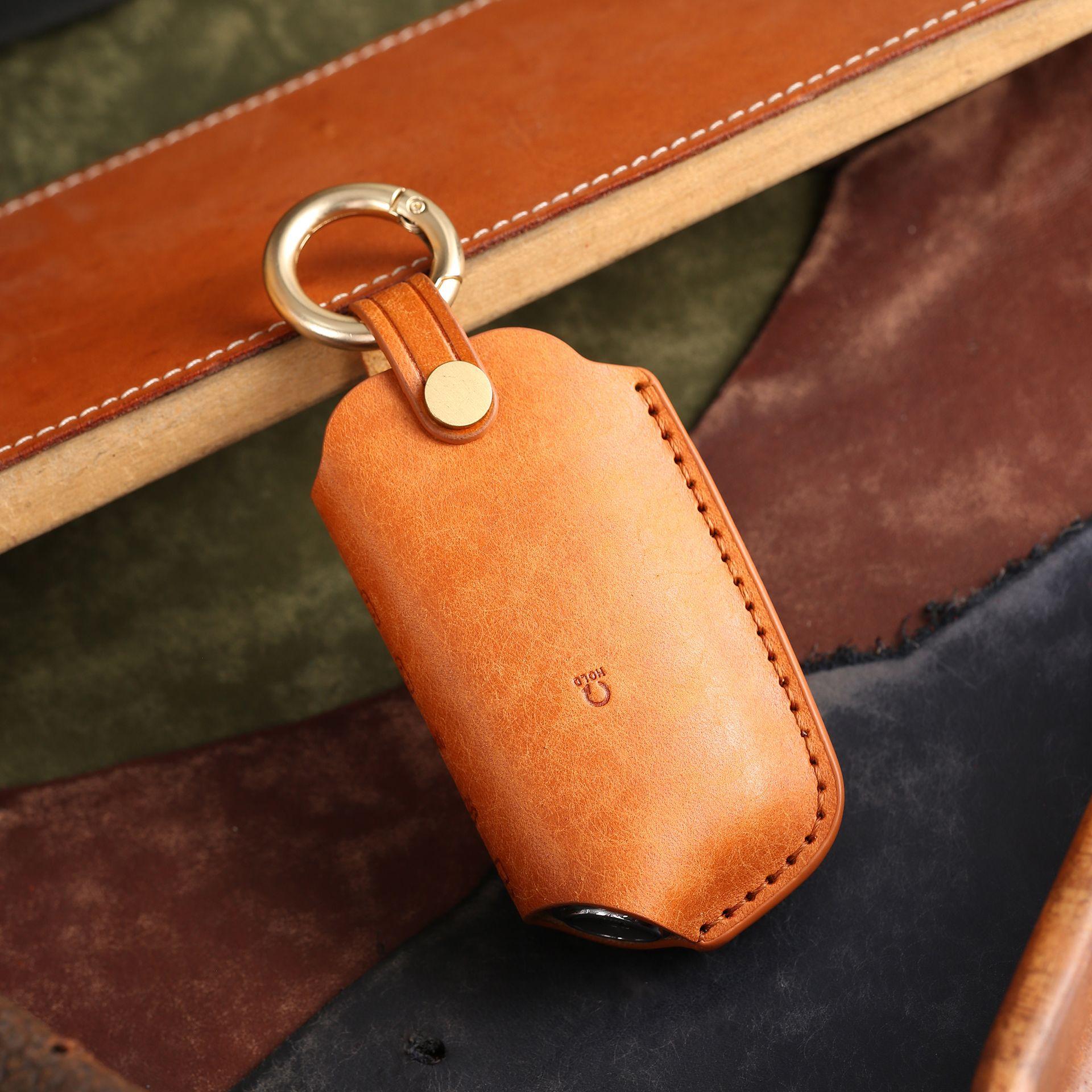 

Подходит для корейского комплекта ключей Kia KIA Solanto Seltos 2021K5 кожаный комплект ключей ручной работы оранжевый