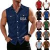 Chemise sans manches légère à revers et boutons pour homme, idéale pour le travail.