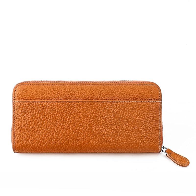 [Yocipa] Wallet genuine leather ladies round zipper long wallet large capacity leather card case Multifunctional wallet skimming Prevention Popularity