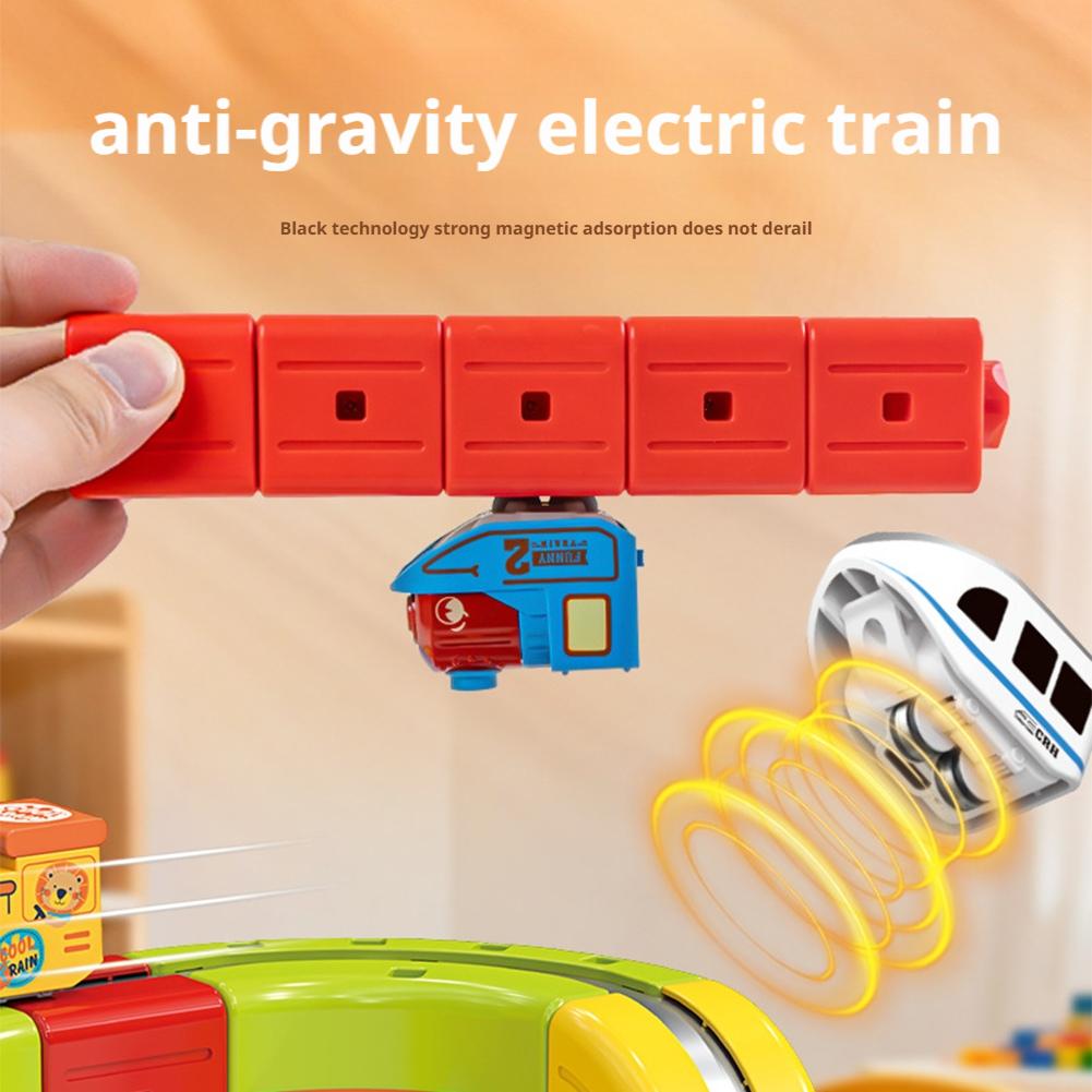 Schienen-Elektrozug Spielzeug Flexible Rennstrecke für Kinder, DIY Magnetische Schienenbau Spielzeug Schwerkrafttrotzend, STEM Lernen Weihnachtsgeschenk