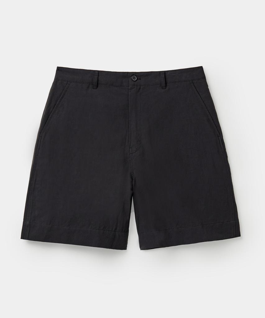 Kueo Linen Cotton Blend Bermuda Shorts (Black)