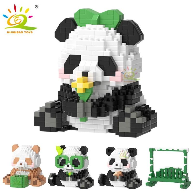 DIY drăguț Panda formă Micro model blocuri de construcții set oraș creativitate Zoo animale mini cărămizi jucării pentru copii cadou copil