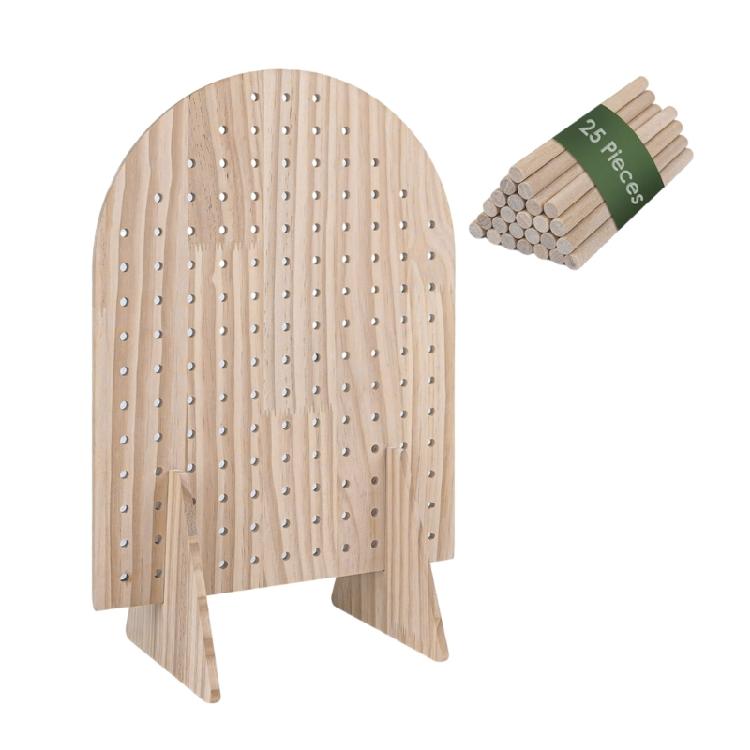 

Stylish Brown Wood Jewelry Organizers Convenient Two Sided Pegboard Stand Rack For Organizing Jewelry And Decoration 1
