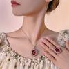 Jewelry Simulation Red Corundum Retro Light Luxury Set Pendant Main Stone 13 * 18