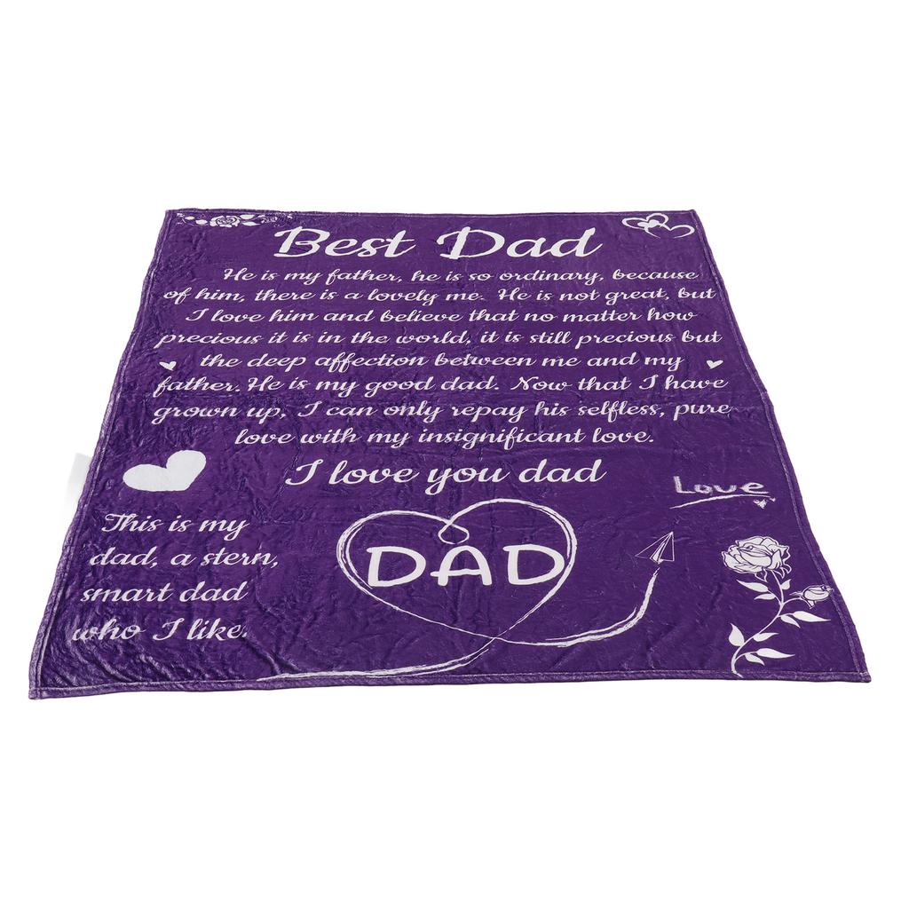 Flannel Blanket Alphabet Pattern Soft Comfortable Lightweight Portable Purple Personalized Dad Blanket for Father S Day