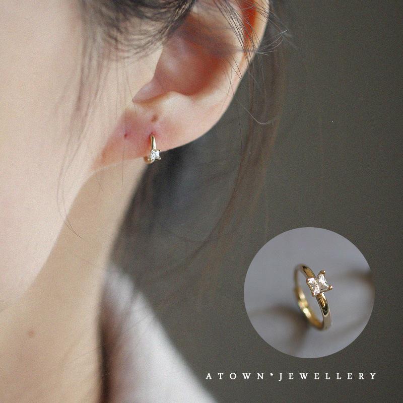 S925 Gold Plated Sterling Silver Mini Hoop Earrings with Cubic Zirconia - Elegant Simple Korean Japanese Style for Cartilage and Ear Backing. Gold Pair