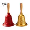 Decorazione Festa di Natale Campanellino Vintage con Manico in Legno, Metallo Chiamata Servizio Decorativo Oro per Ristorante Bar Aula Addestramento Animali, Natale
