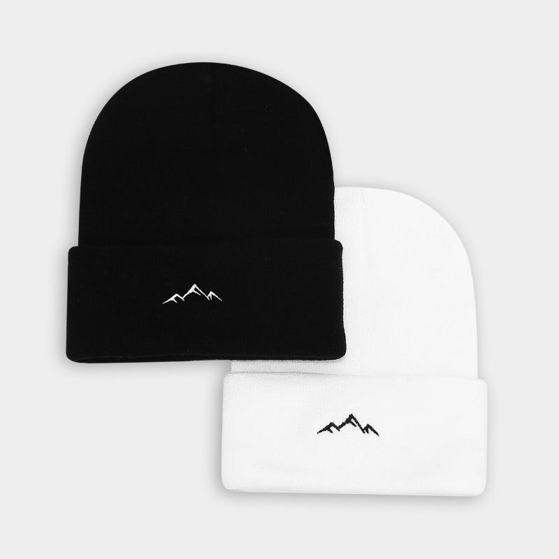 New Mountain Peak Embroidered Wool Hat Men's Retro Hip Hop Hip Hop Knitted Hat Women's Street Fashion Stacking Hat