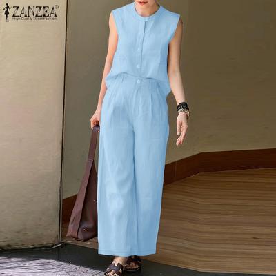 Women Sleeveless Tank Tops and Pants Summer Two Piece Suit Sets