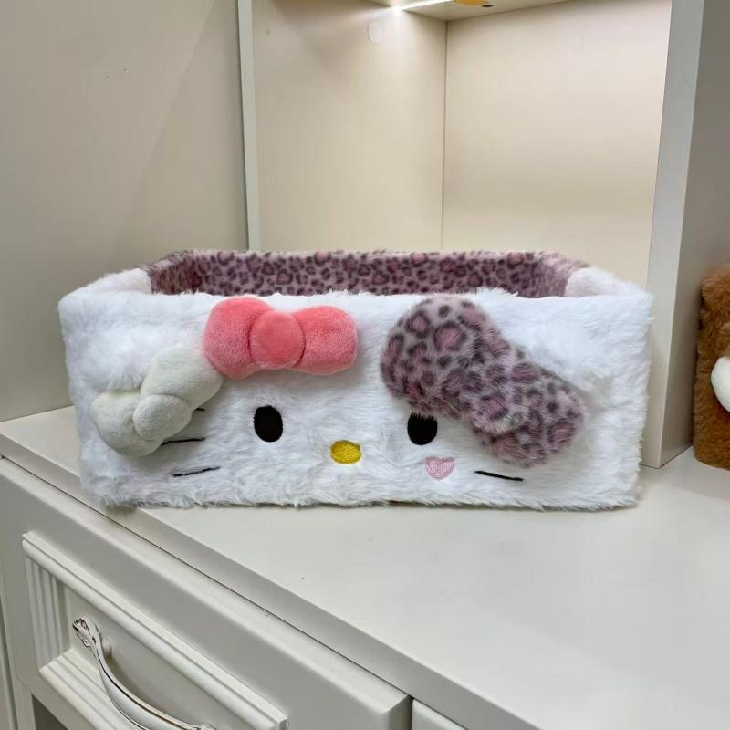 Kawaii Two Tone Cartoon Plush  Cute Toy Storage Basket Doll For Teens Desk Sundry And Makeup Organizer