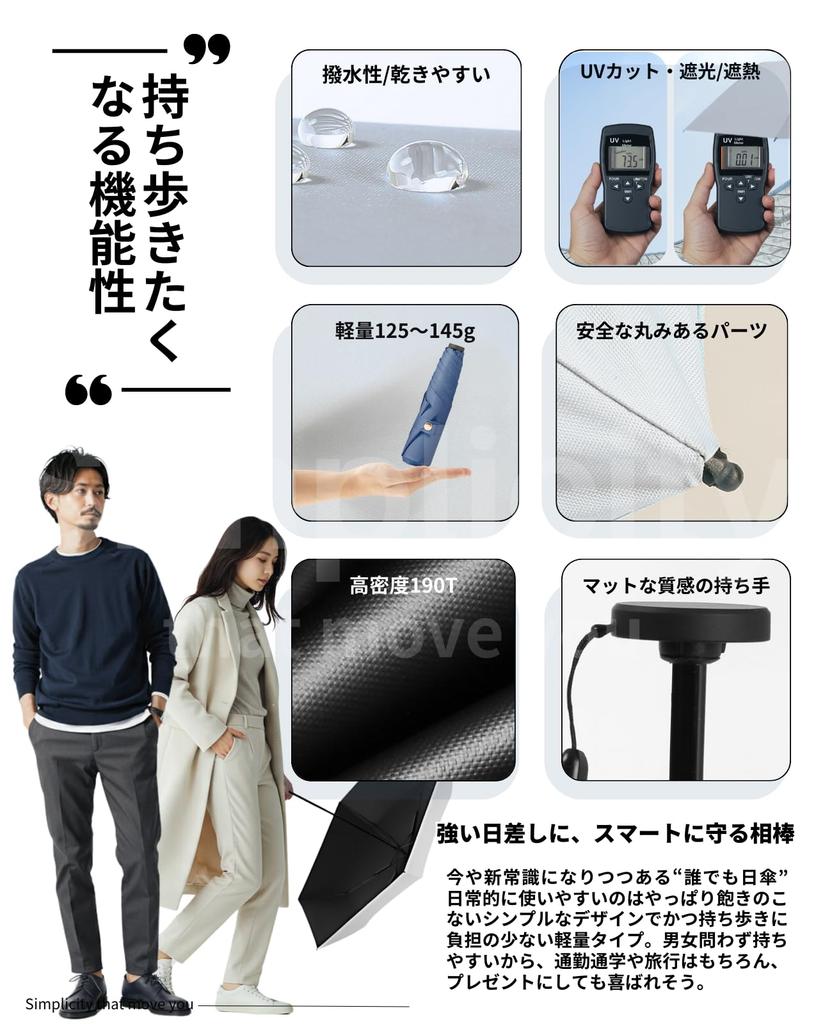 Folding Umbrella for Sun and UV Water and Light Heat Heatstroke Solid Lavender 145g Rain, Lightweight, Protection, Repellent, UPF50+, Compact, Men's