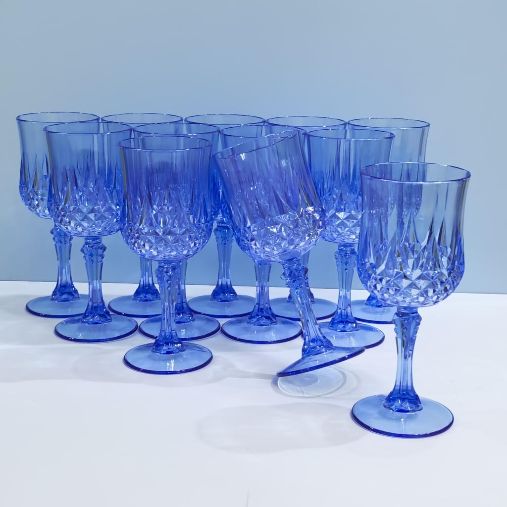 7oz Vintage Diamond Wine Glass - Elegant shatterproof plastic tall wine glass for champagne and dessert wine