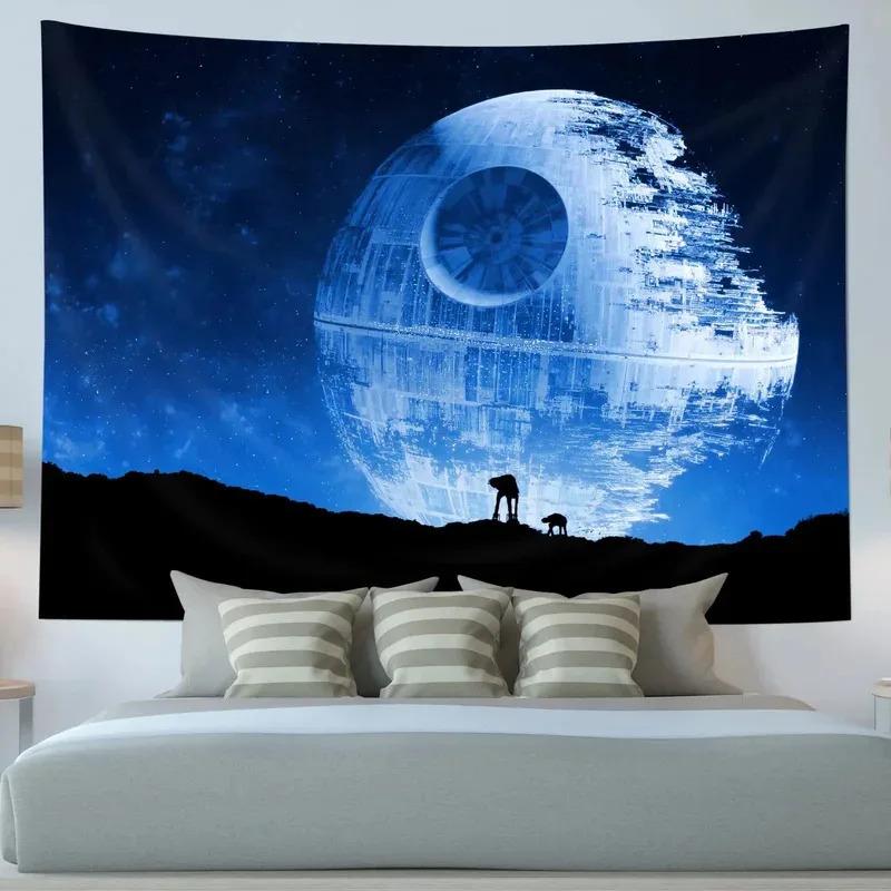 VIKAMA Solar System Planetary Tapestry Science Fiction Style Bedroom Headboard Decorative Backdrop Room Decoration