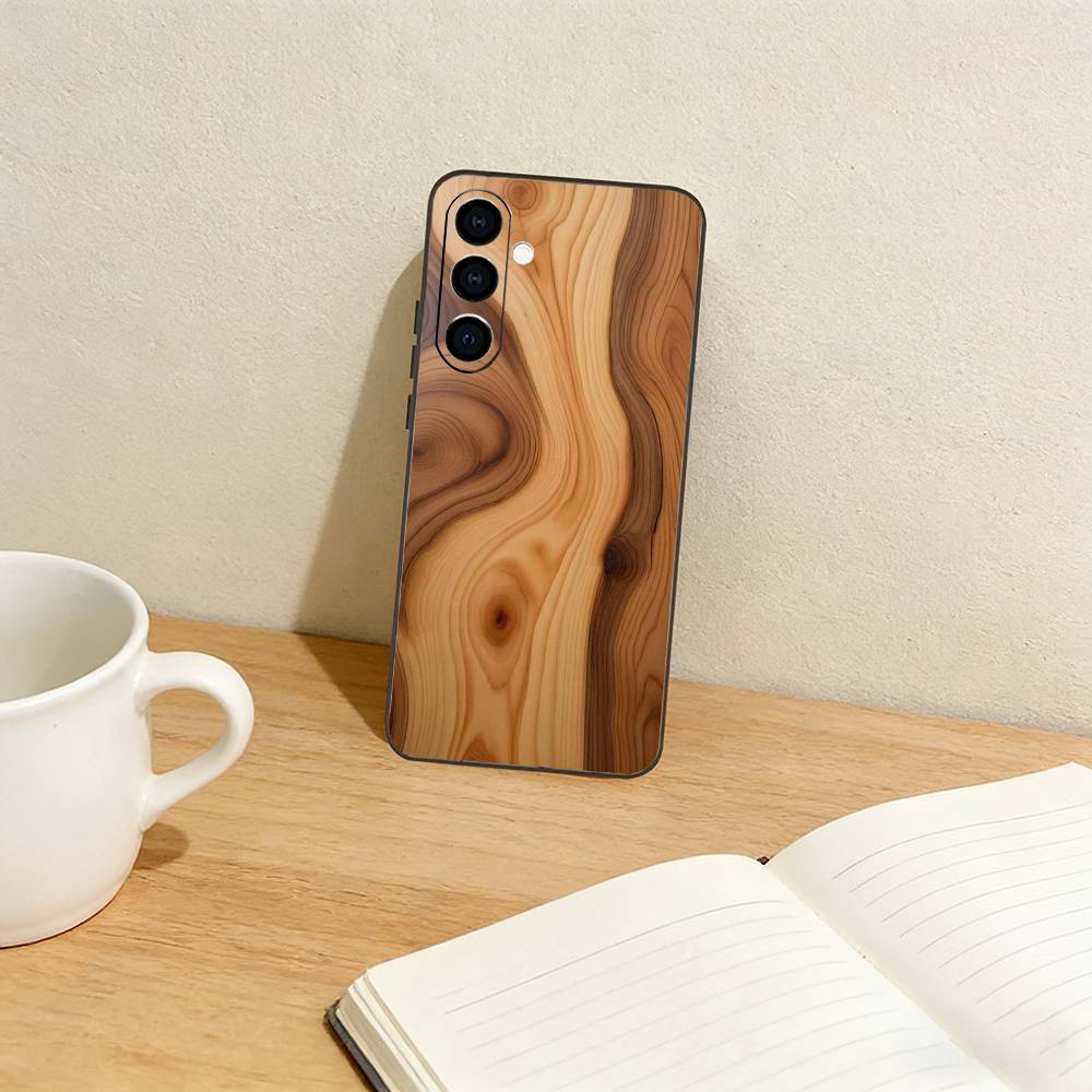 n-Natural Wood   Phone Case For Samsung Galaxy A73,A72,A71,A70,A53,A52,A51,Others Soft Black Cover Samsung a31