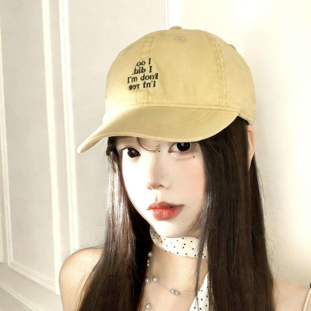 ins washed cotton baseball cap men's and women's spring and summer versatile letter embroidered cap showing face small sun hat