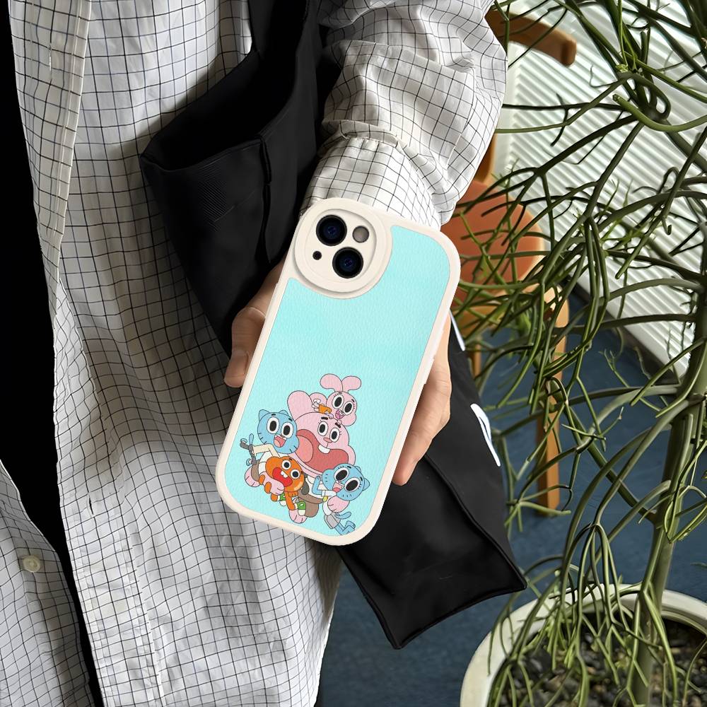 The A-Amazing World Gumball Anime Phone Cover For IPhone 11 12 13 14 15 16 Pro Max Mini Plus Soft Leather Case