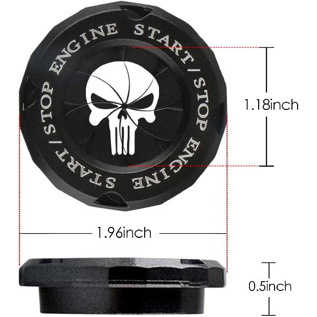 Car Push Start Button Cover - Spin Ignition Protective Metal Cover, Universal Engine Push to Start DIY Decoration (Skull Black)