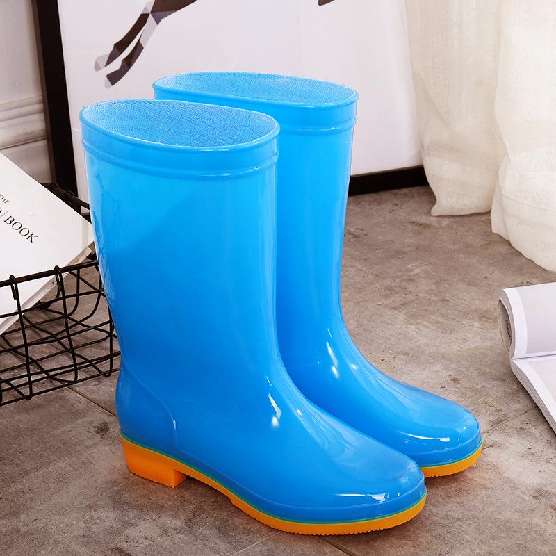 Medium tube non-slip waterproof shoes jelly rain shoes rain boots water boots thermal cover shoes women's adult fashion long tube