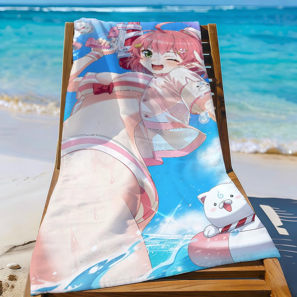 VTuber Sakura M-Mi-ko Towel Sports Quick Dry Travel Camping Gear Sandproof Soft Light Large Beach Towel