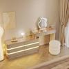 Elegant Solid Wood Vanity Table with Integrated Mirror and Drawers for Bedroom