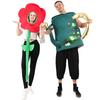 2 Pcs Couples Adults Sprinkler Kettle and Flower Suit Halloween Costumes Women and Men Garden Tools Party Cosplay