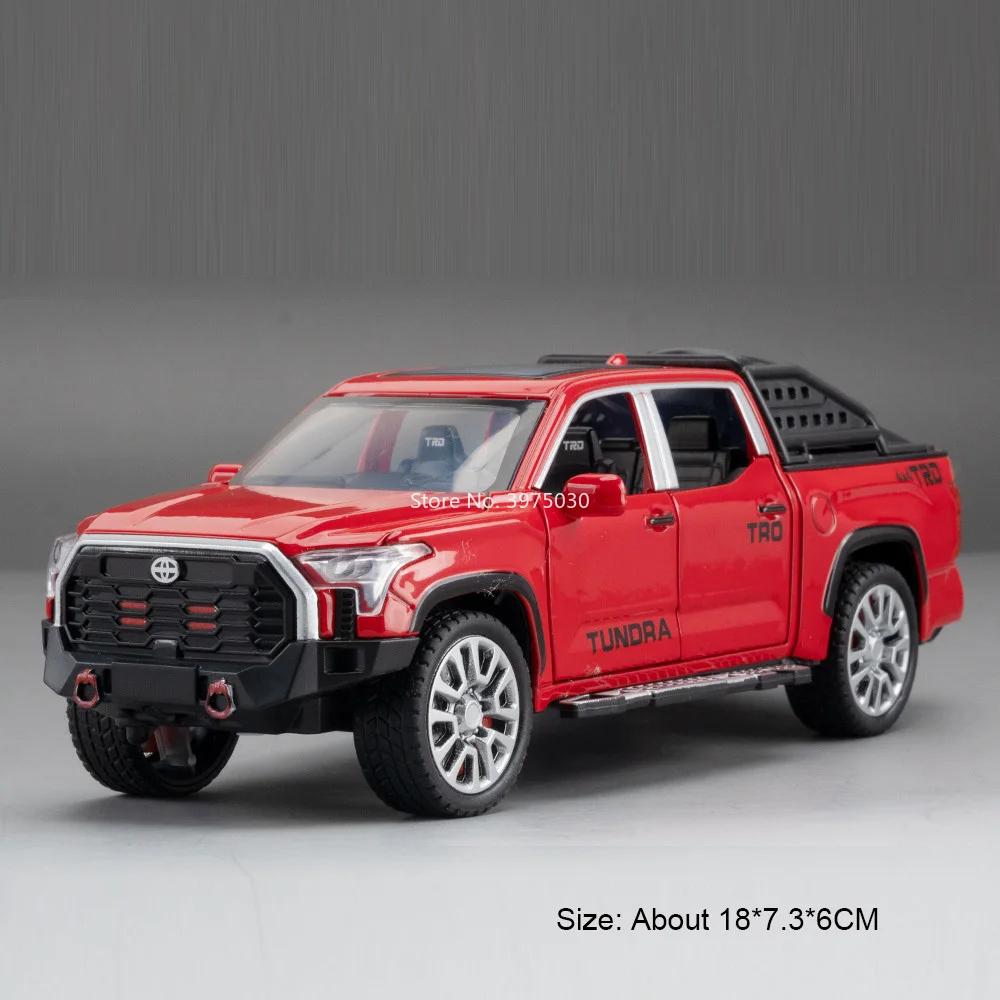 1:32 Hilux TUNDRA Alloy Diecast Toys Cars Models Wheel Pull Back Miniature Car with Light Sound Vehicles for Boys Birthday Gifts