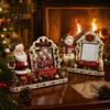 Poplar Wood Photo Frame Christmas 2D Wooden Picture Frame Painted Snowman Santa Xmas Rustic Tabletop Decoration Decor Keepsake Ornament Holiday