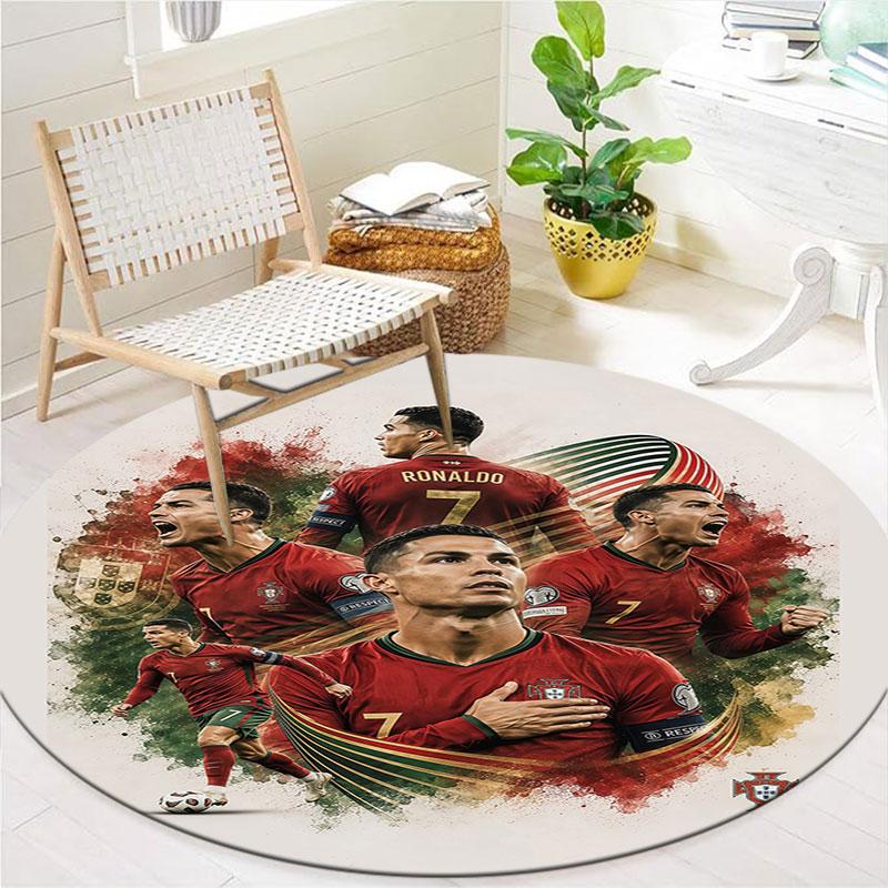 Στρογγυλό Χαλί Cristiano Ronaldo, Χαλί για Σαλόνι Υπνοδωμάτιο Καναπέ Παιδικό Δωμάτιο Διακόσμηση, Αντιολισθητικό Πατάκι