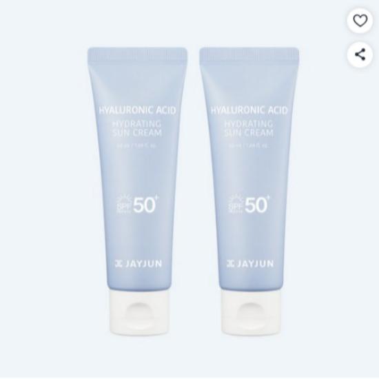 

JAYJUN Hyaluronic Acid Hydrating Sun Cream SPF50+ PA++++ Moisturizing UV Protection 50ml x 2pcs