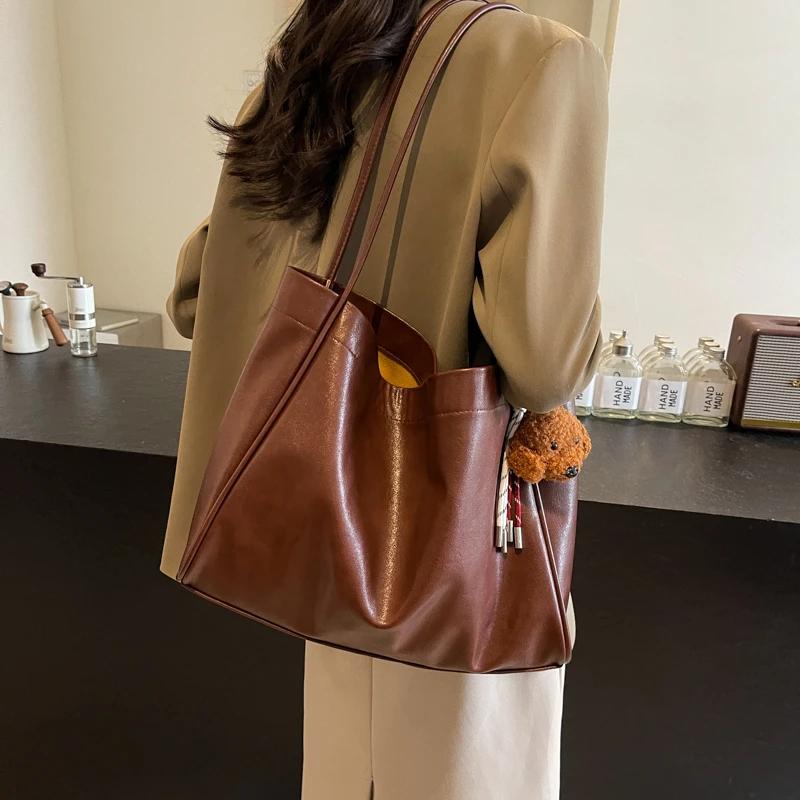 Fashion Interior Compartment Casual Tote Bags Soft Solid Bags for Women  High Quality Soft Zipper PU Women's Handbags