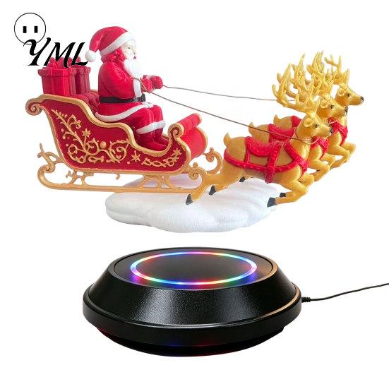 Seasonal Desktop Decoration Floating Santa Sleigh, Magnetic Levitation Santa's Flying Sleigh Ornament, Christmas Holiday Centerpiece for Home Display