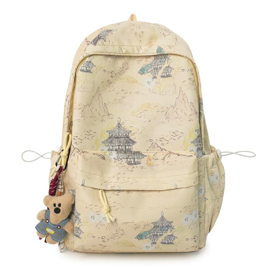 Schoolbag new national style graffiti printing backpack female trendy cool high school college student schoolbag junior high school student casual