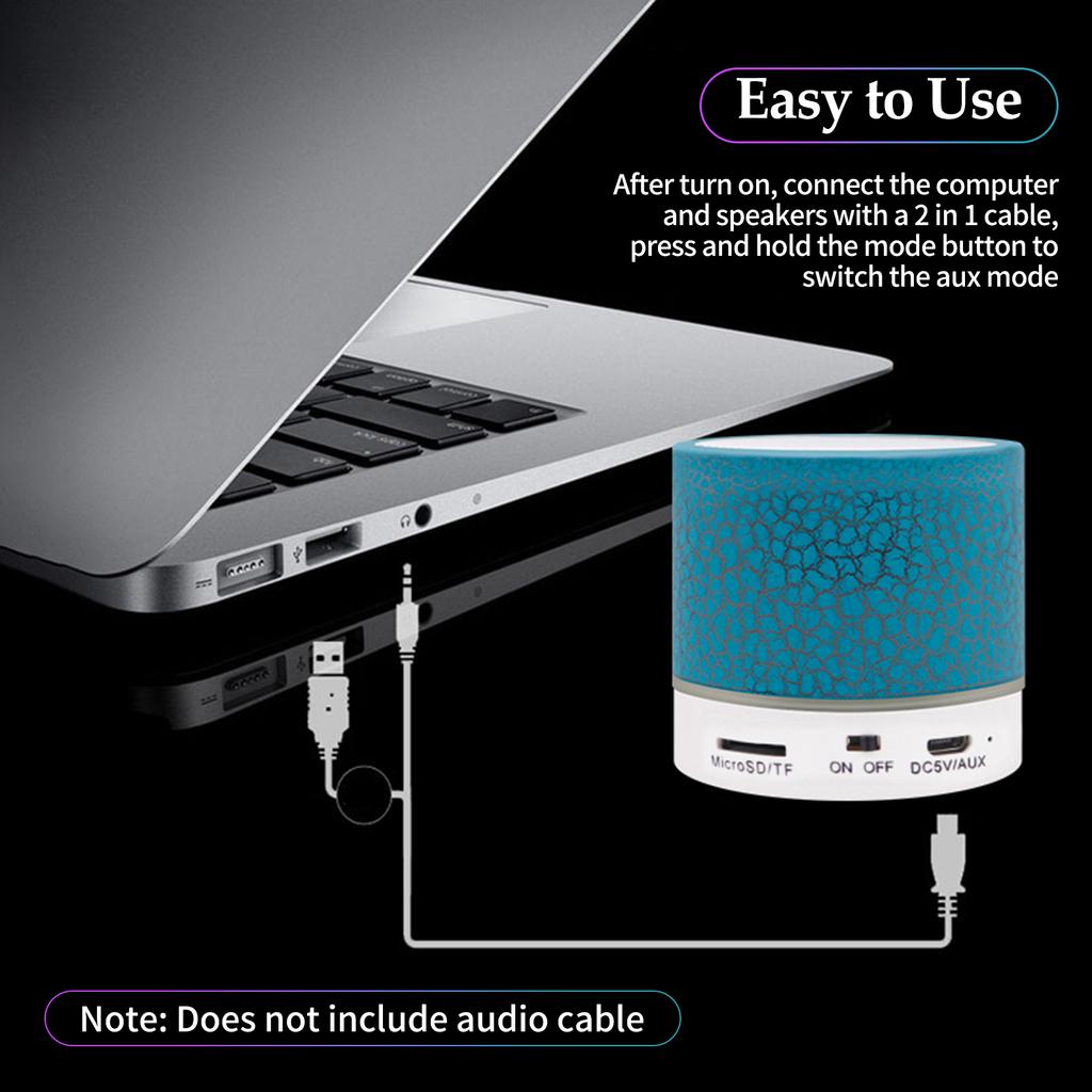 Mini-Lautsprecher, 7-Farben-Lichter, kleiner kabelloser BT-Lautsprecher, tragbarer wiederaufladbarer Lautsprecher für Reisen