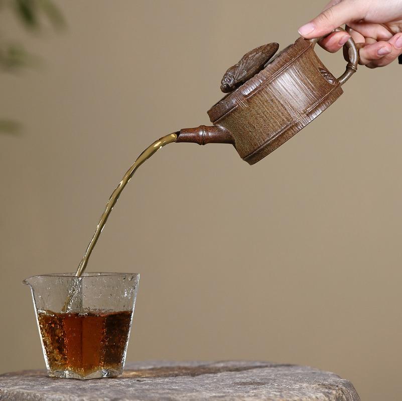 Yixing Handmade Purple Clay Teapot, Raw Ore, Gold Sand,tea Pot, Make A Splash Kung Fu Tea Set 310ml