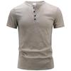 Herrenhemden Henry Rundhals-Baumwoll-Kurzarm-T-Shirt Herren-T-Shirt Lässiges, solides PoIo-Shirt