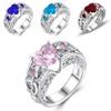 Elegant Women Ladies Rhinestone Princess Heart Shape Jewelry Wedding Ring